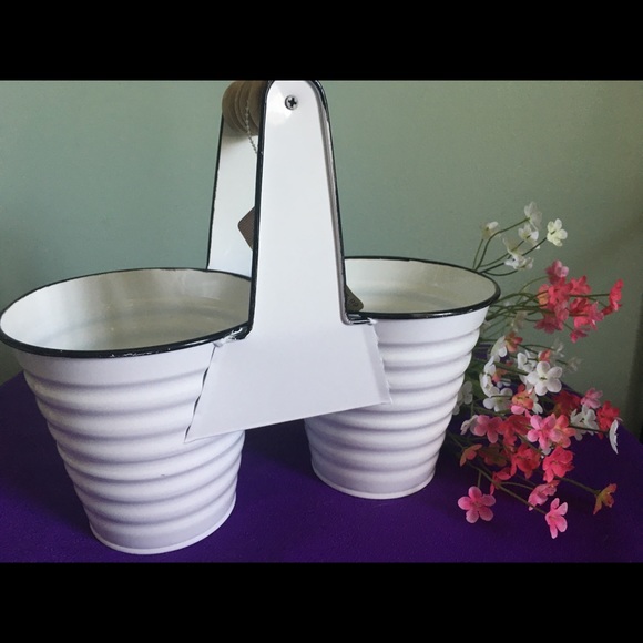 Dual Pot Enamel Wood Turned Handle - Picture 2 of 8